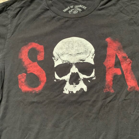 Sons of Anarchy Black Red Skull Tee Emo Mall Goth - Picture 3 of 4